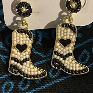 Cowboy Boot Earrings with Heart Design